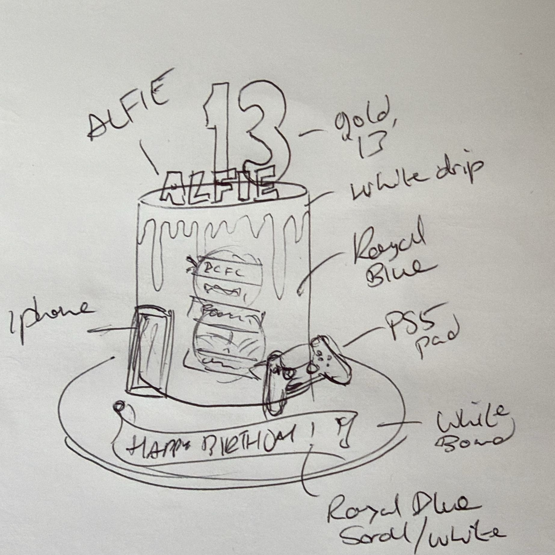 Bespoke celebration cake with intricate floral design and gold accents in Solihull, West Midlands.