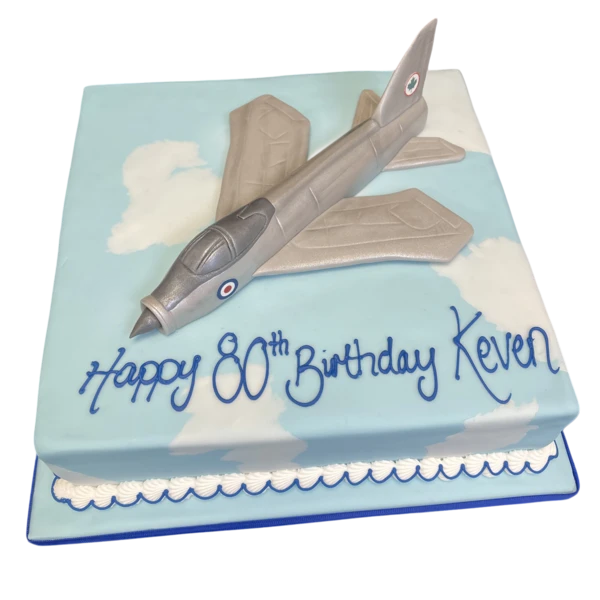 Bespoke Fighter Airplane cake shaped like English Electric BAC Lightning F3, 5 Squadron RAF, Solihull, West Midlands.