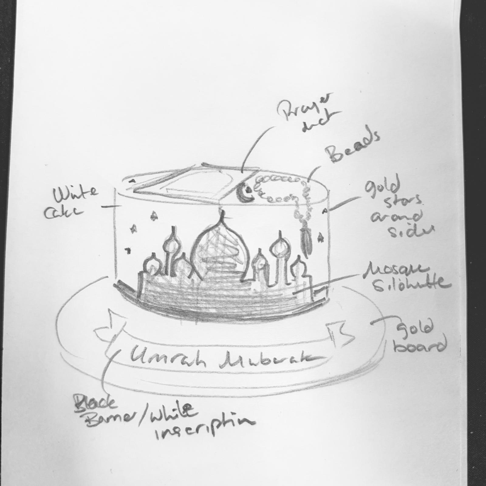 Bespoke celebration cake with intricate floral designs and gold accents in Solihull, West Midlands.