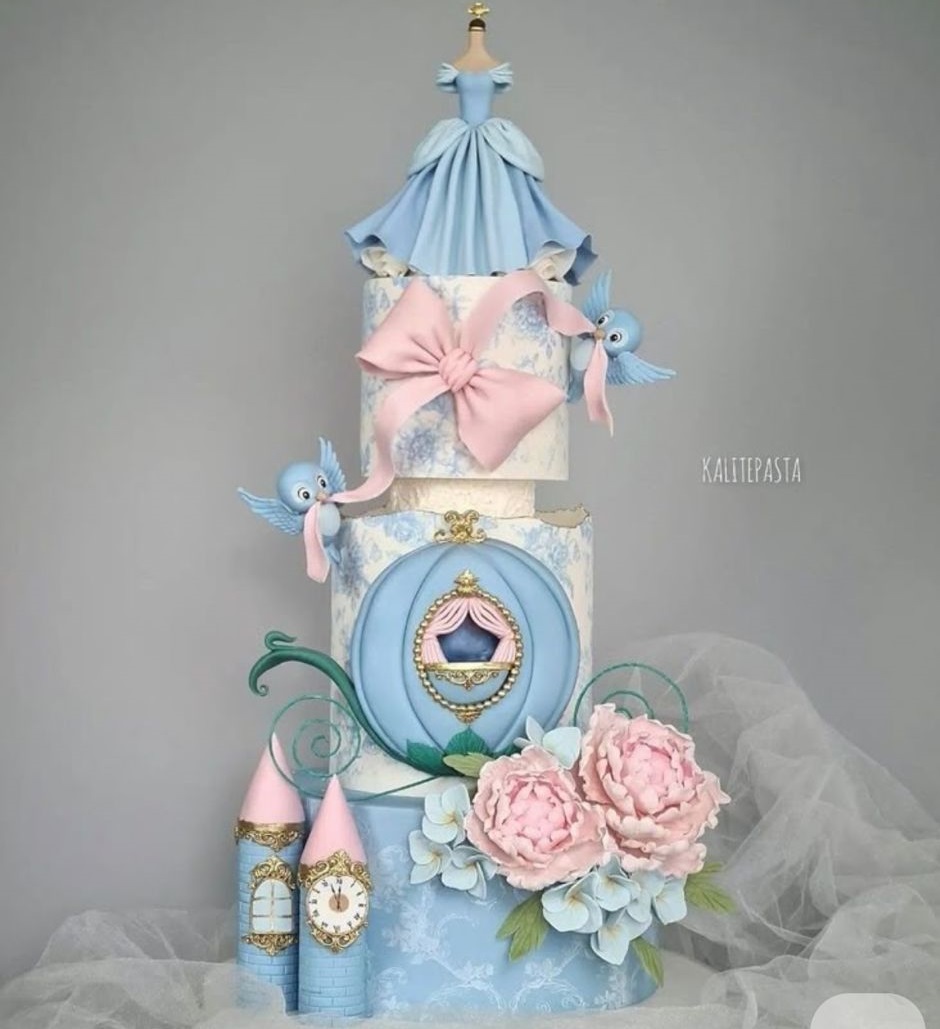 Bespoke celebration cake with intricate floral designs and gold accents in Solihull, West Midlands.