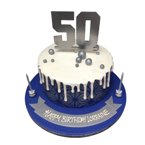 Bespoke Geo Drip cake with vibrant geometric patterns and glossy chocolate drip, crafted in Solihull, West Midlands.