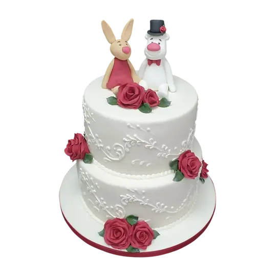 Bespoke Winnie the Pooh celebration cake with colorful fondant details in Solihull, West Midlands.