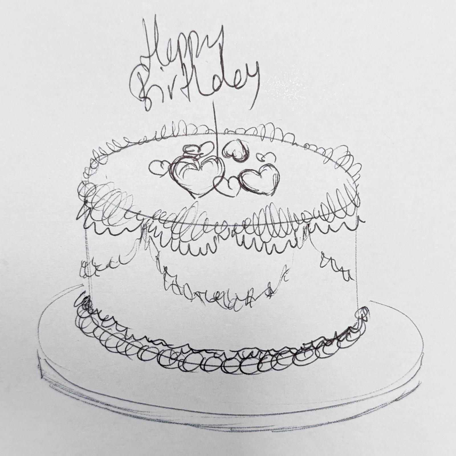 Bespoke celebration cake with intricate floral icing design, crafted in Solihull, West Midlands.