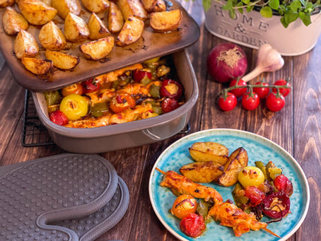 fruchtige Hähnchenspieße + Kartoffelspalten ♡