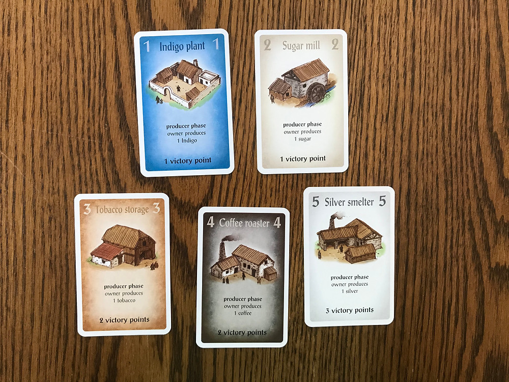 The five types of production buildings.