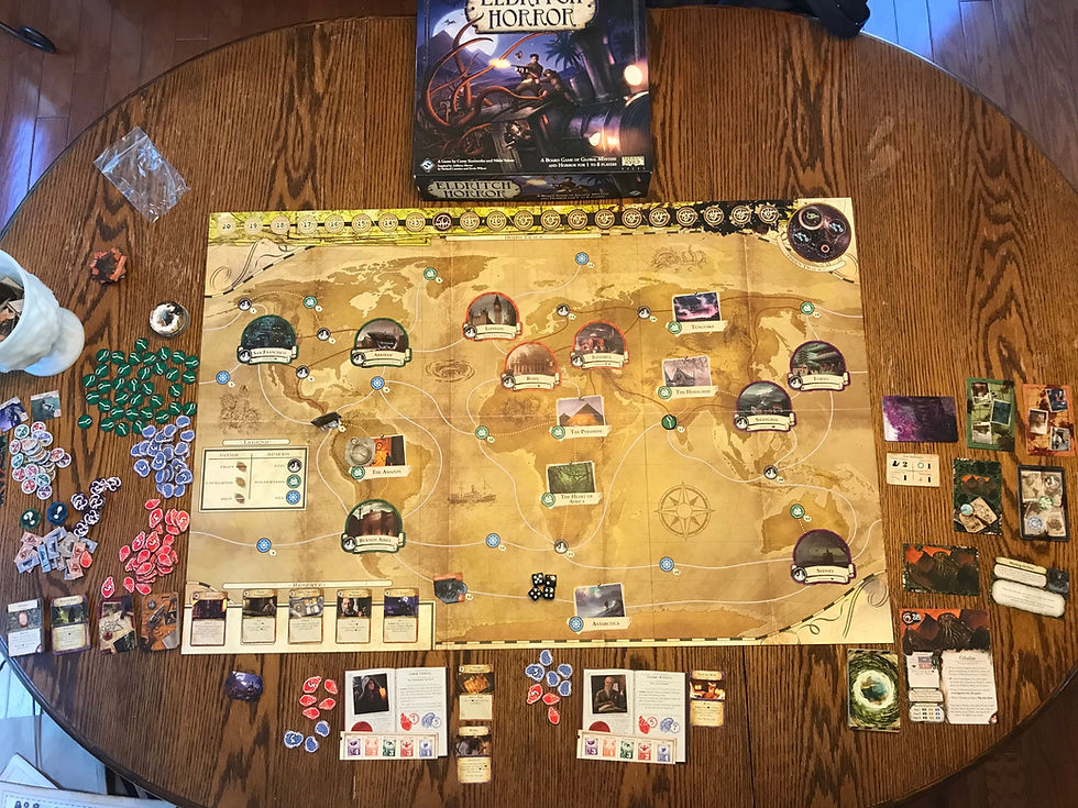 Eldritch Horror set up for two players