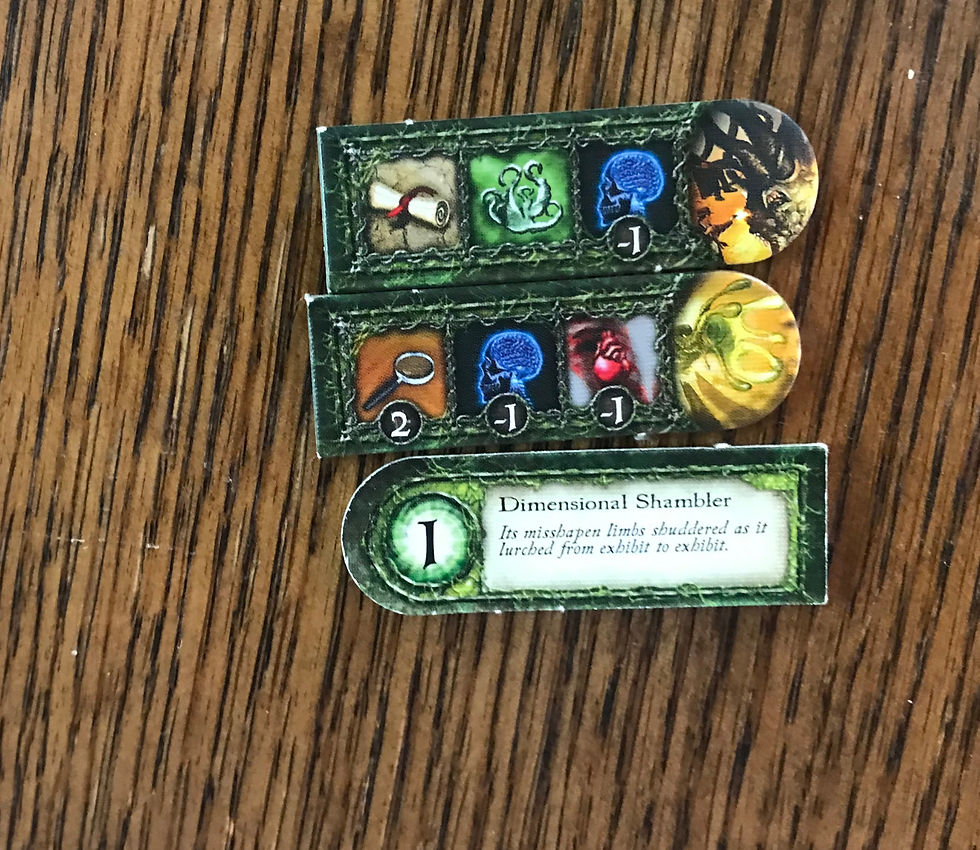 Close up on three monster tokens