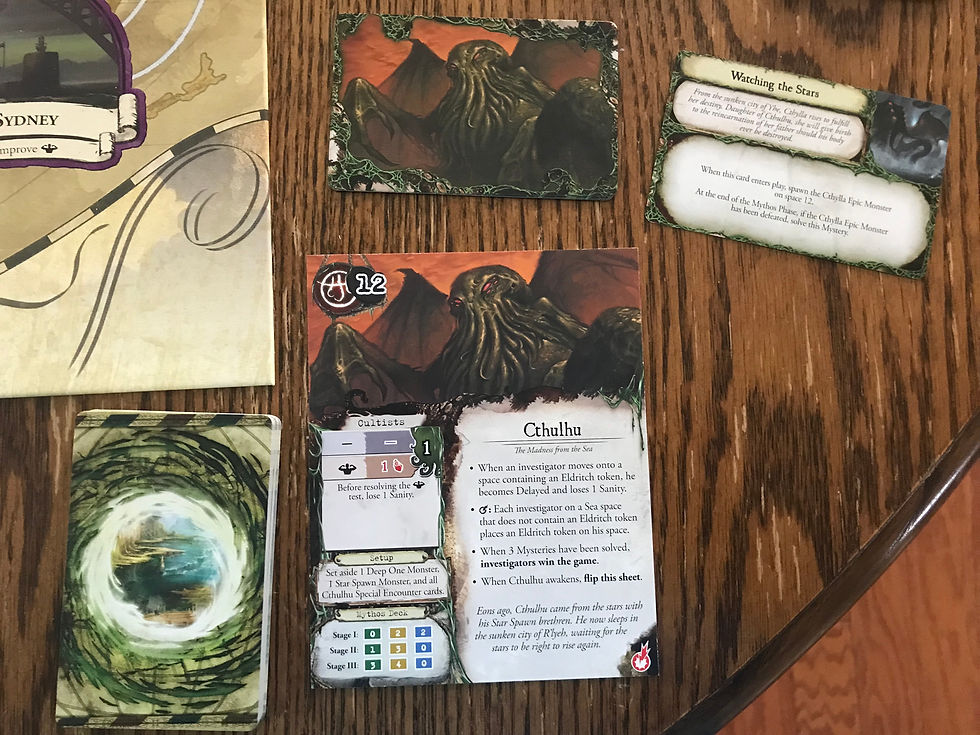 Cthulhu's ancient one card, and attending mystery deck