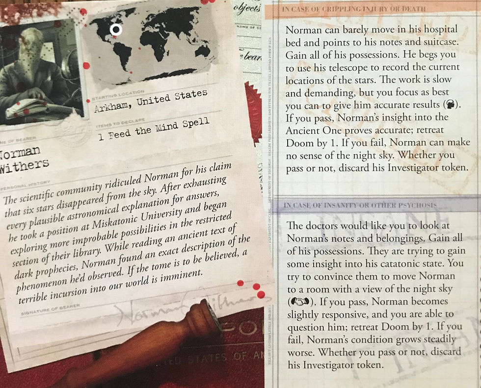 The back of an investigator sheet