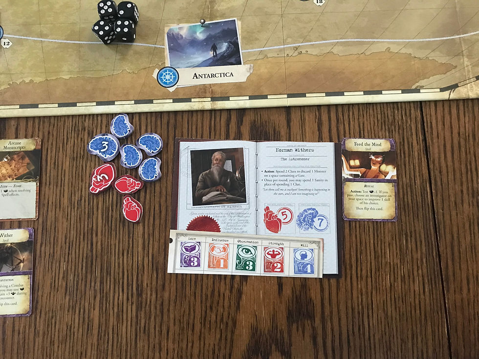 Close up on an investigator sheet