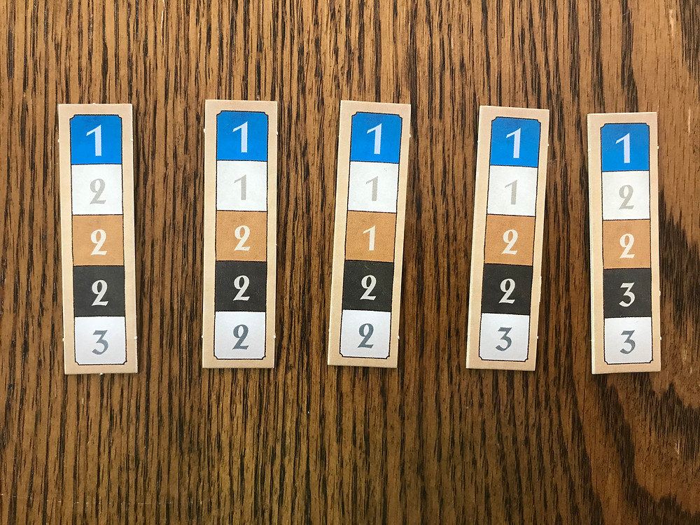 The five trading tiles.