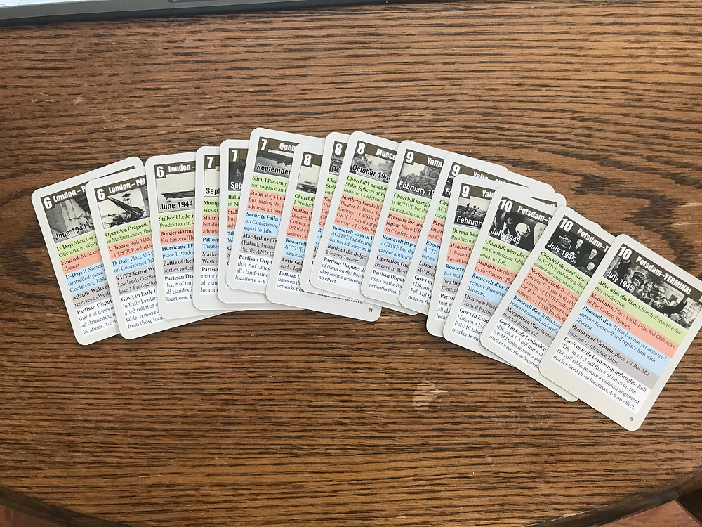 One thing that's cool that I ran out of space to discuss is that there are three variations of each conference card. Before the game starts, one variant is randomly selected to make up that game's conference deck. Thus each game is slightly different from the others by virtue of how the conference deck shakes out.
