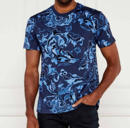 Miniatura: Playera con diseño barroco en azul
