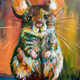 Abstract acrylic painting of mouse