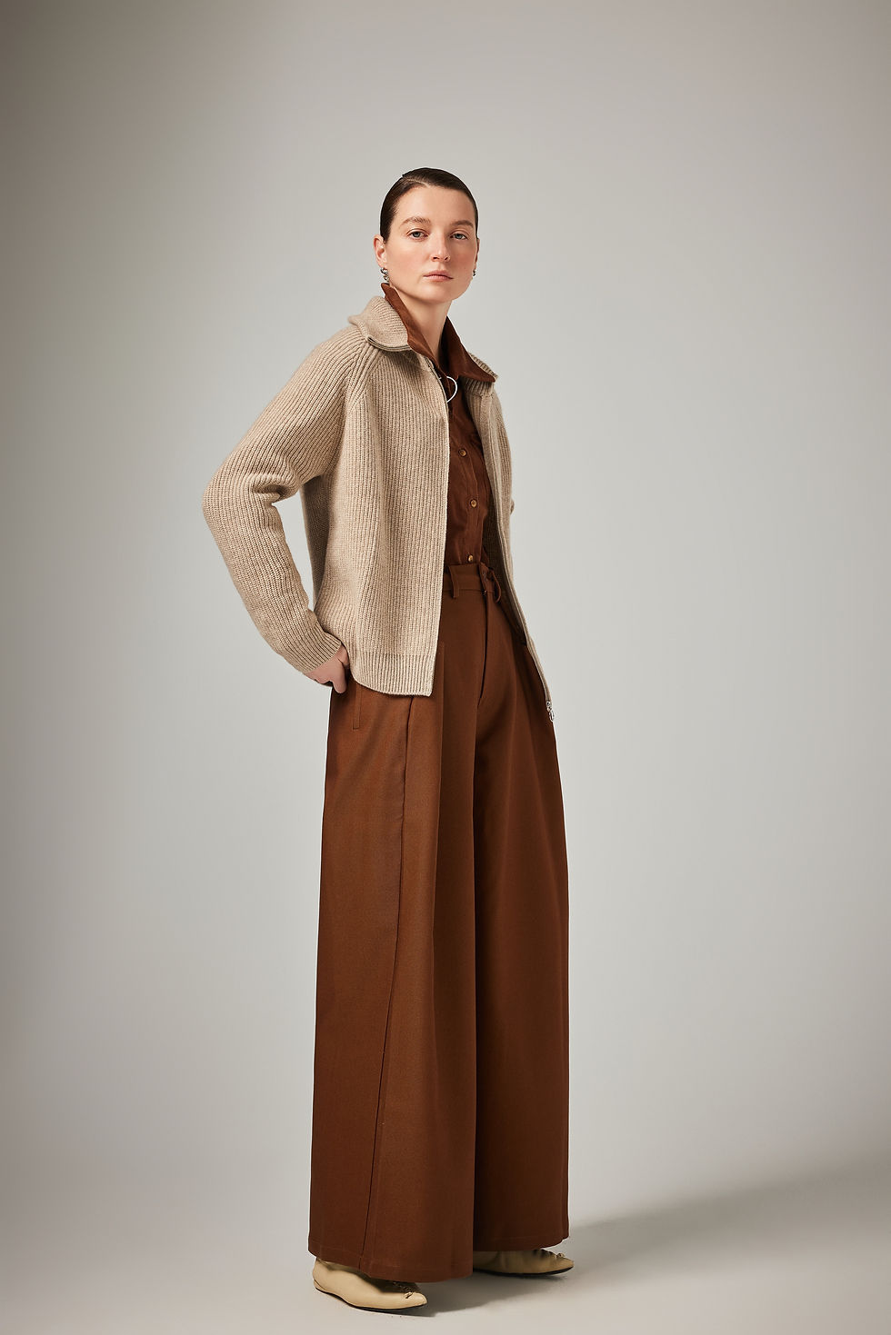 Thumbnail: Amaya Ribbed Full-zip Cardigan