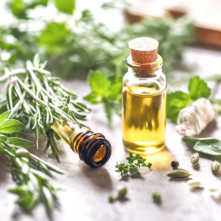 a soft-focused image of essential oils, fresh herbs_edited.jpg