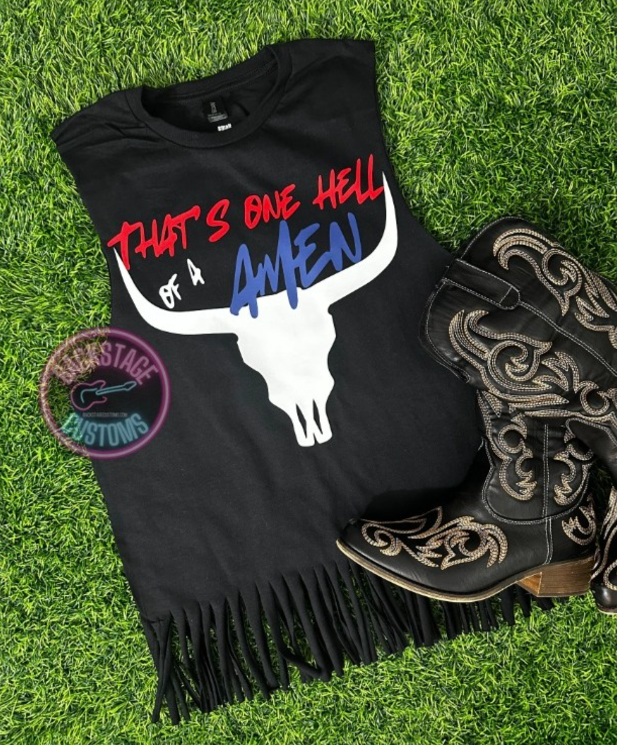 One Hell Of An Amen Fringe Muscle Tank