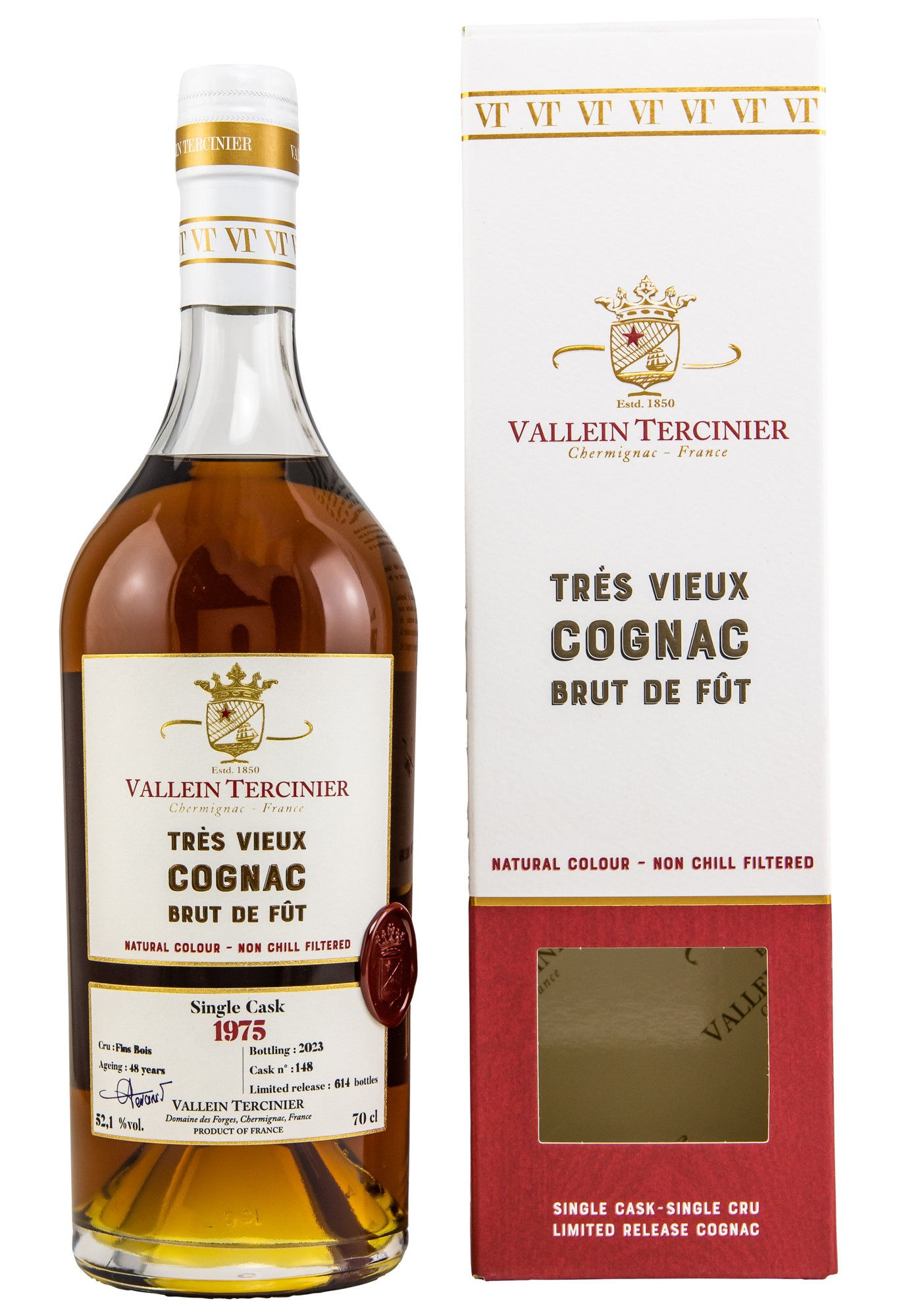 Vallein Tercinier Cognac Brut de Fût: Tres Vieux Cognac, 1975/2023