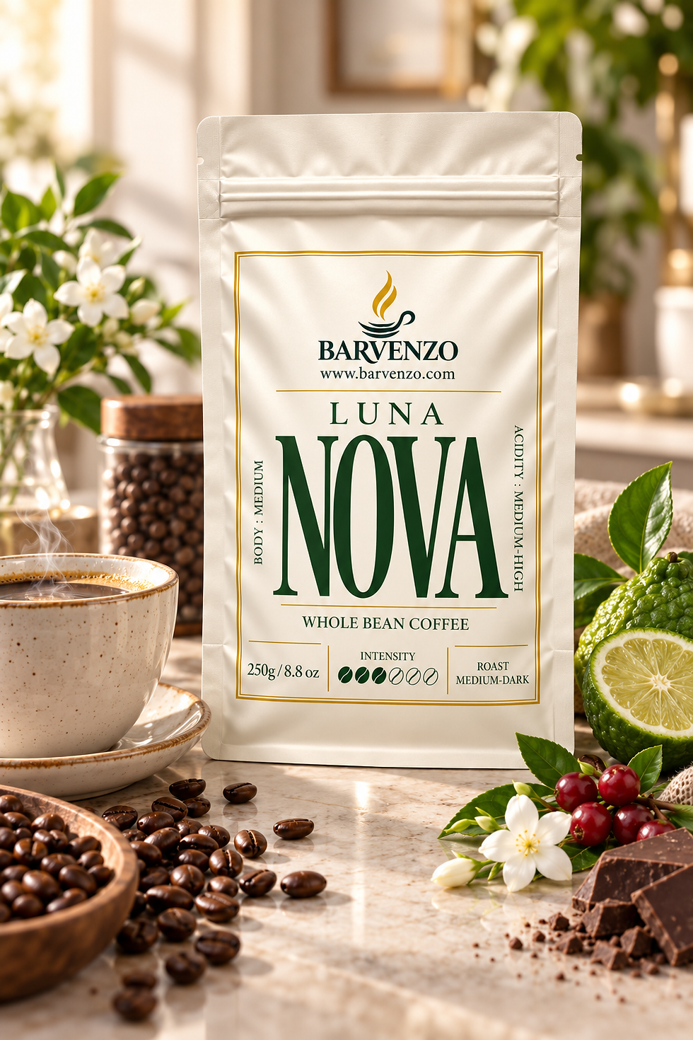 Küçük resim: BARVENZO Luna Nova | Zarif Dokunuş | 250 g | Çekirdek Kahve