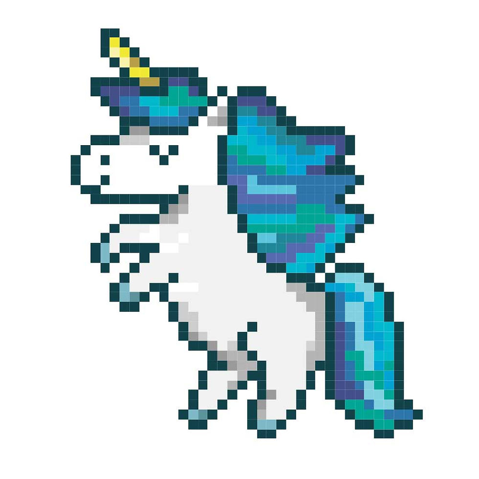 Thumbnail: 8 bit blue unicorn