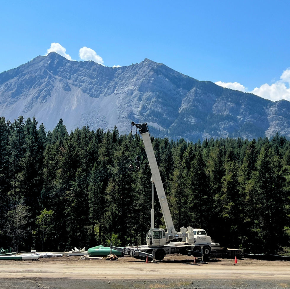 crane on site in the mountains