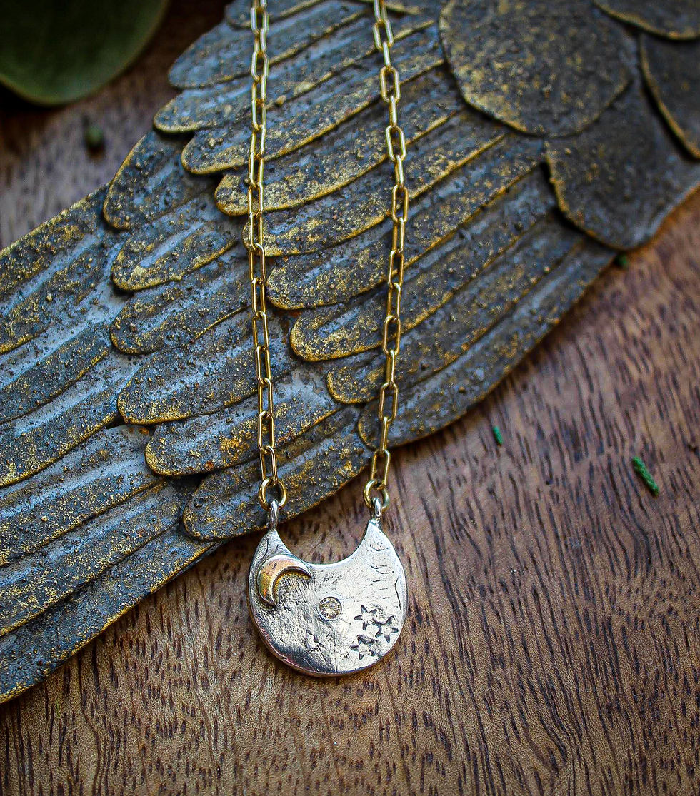 Thumbnail: "Star Struck"  Crescent Moon Necklace with Genuine Diamond