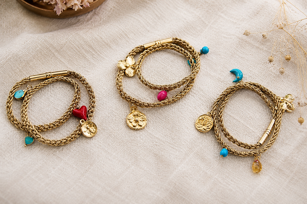 Thumbnail: Woven Willows™ "Luna di Loto" Blue Lotus Moon Charm Bracelet