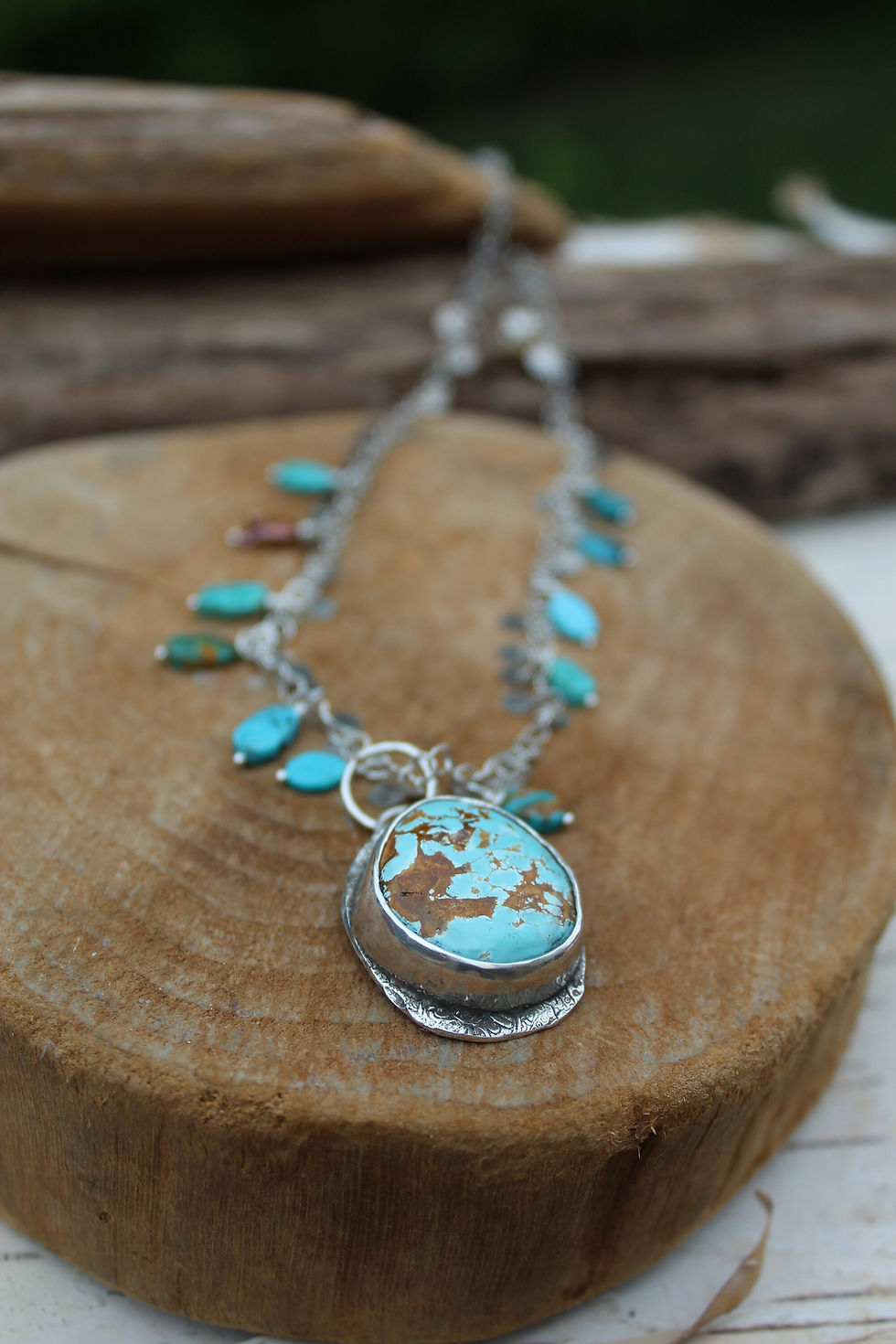 Thumbnail: "Desert Jewel" Handcrafted Royston Turquoise and Silver Necklace