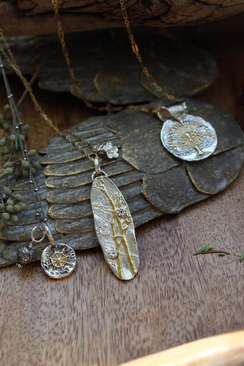 Thumbnail: "Guiding Heart" Compass and Diamond Heart Necklace