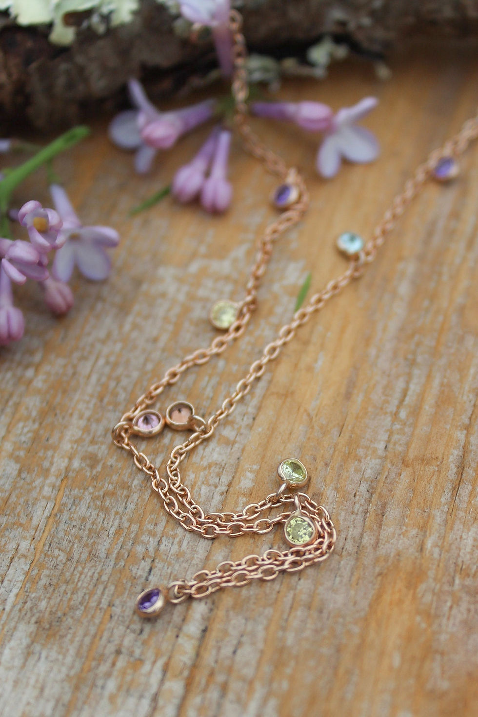 Thumbnail: 14kt Rose Gold Filled Layering Necklace with Gemstones