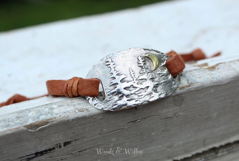 Thumbnail: Sterling Silver and Gold Redwood Forest Bracelet