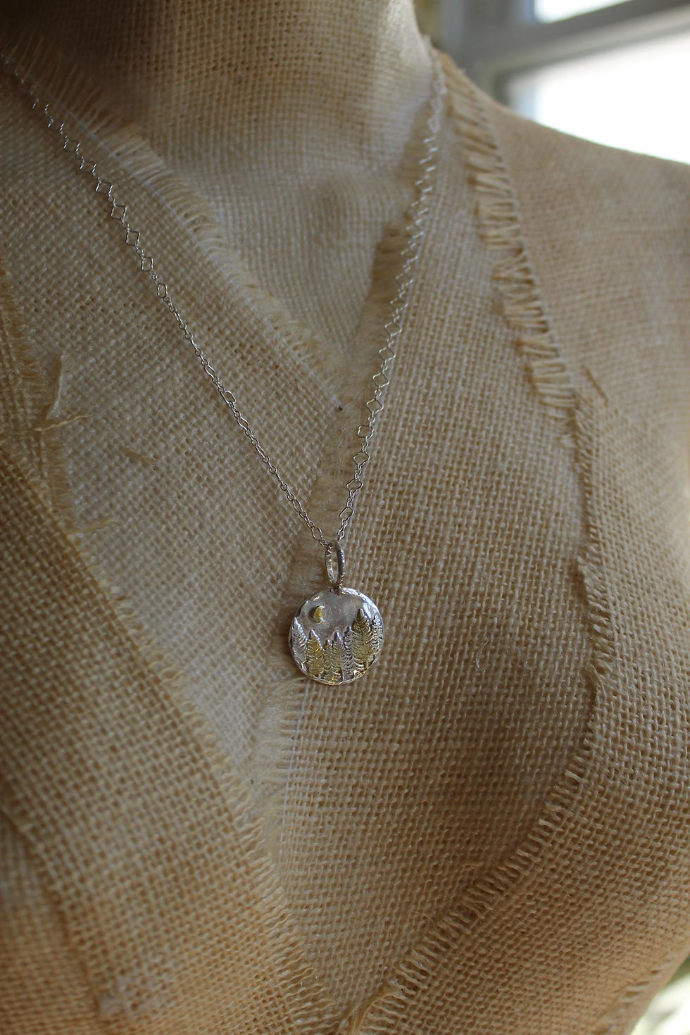 Thumbnail: "Evergreen Grove" Charm Necklace with Gold Accents