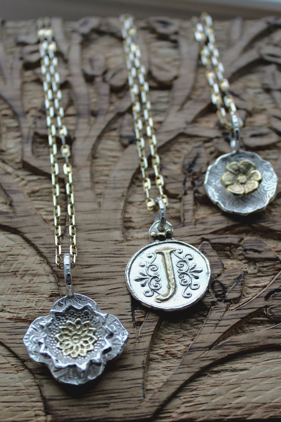 Thumbnail: "Cascade” Collection: Concave Mandala Charm Necklace