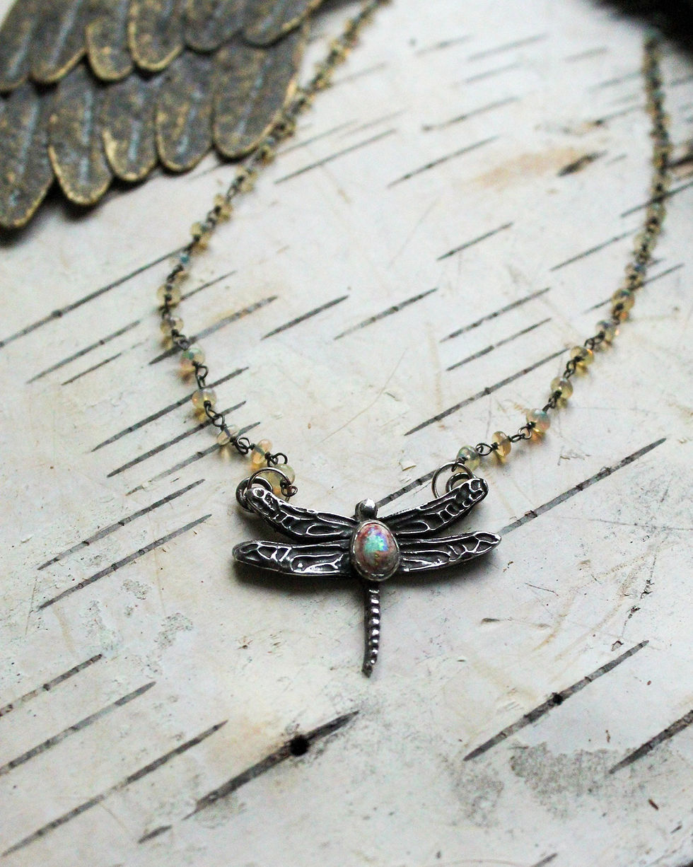 Thumbnail: "Cantina" Dragonfly Necklace with Cantera Opal