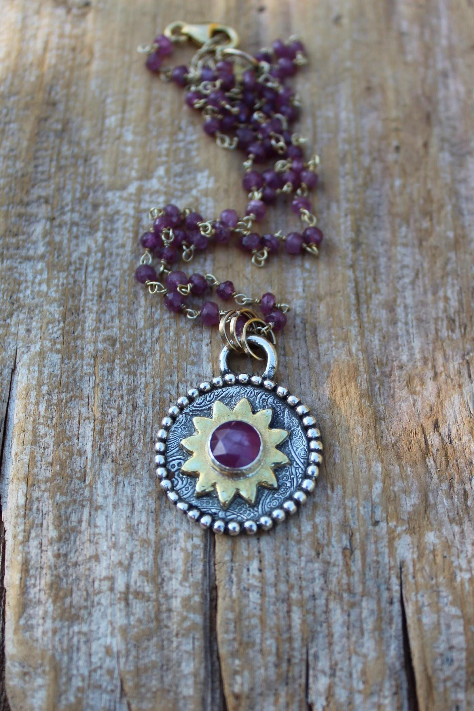 Radiant Sunburst Ruby Necklace