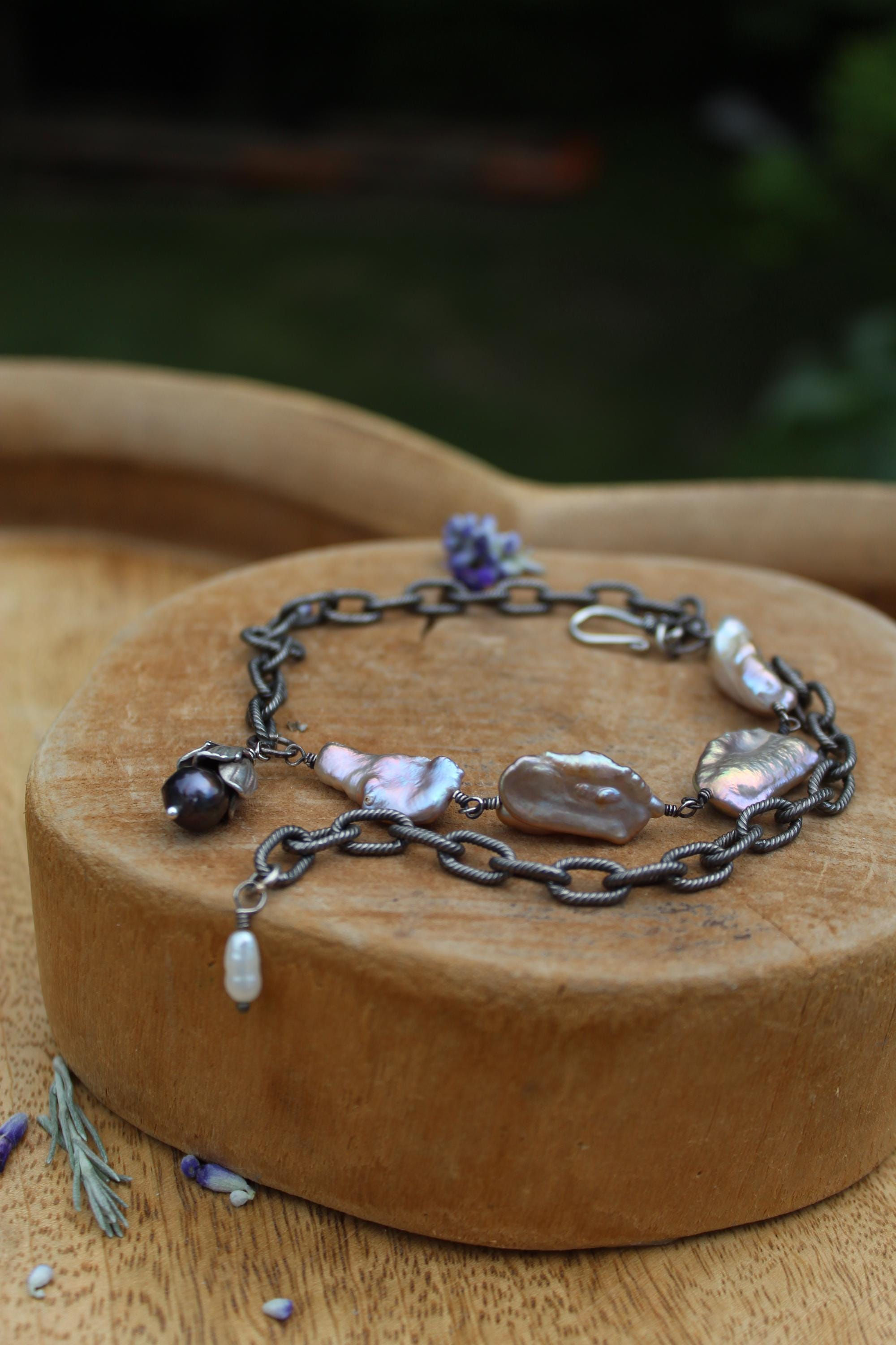 "Biwa Blush" Pearl Chain Bracelet