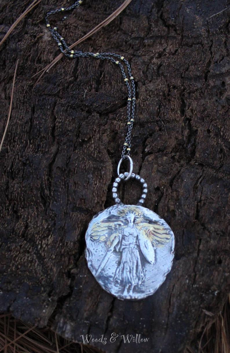 Thumbnail: Sterling and Gold World War I Victory Medal Necklace