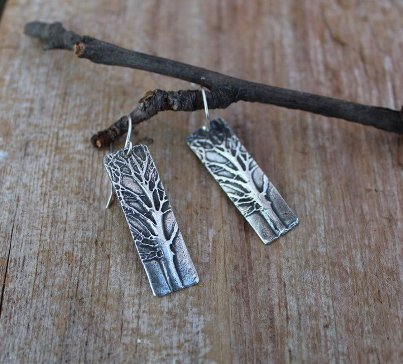 Thumbnail: Sterling Silver Tree Earrings, Forest Earrings, Woodland Earrings, Nature Earrin
