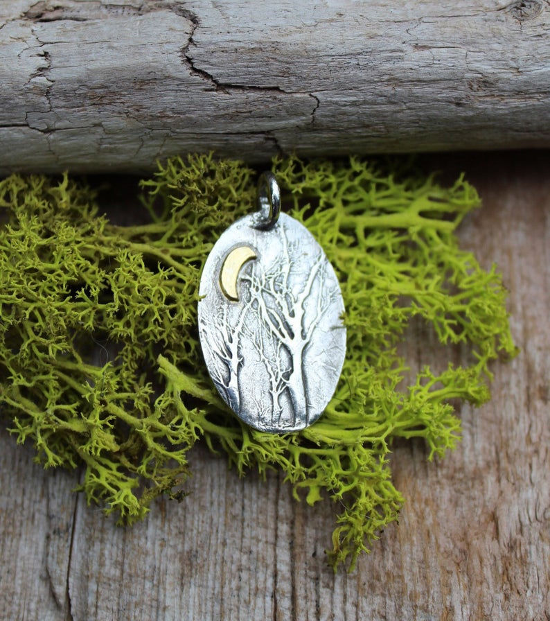 Thumbnail: Sterling Silver and Gold Enchanted Forest Pendant