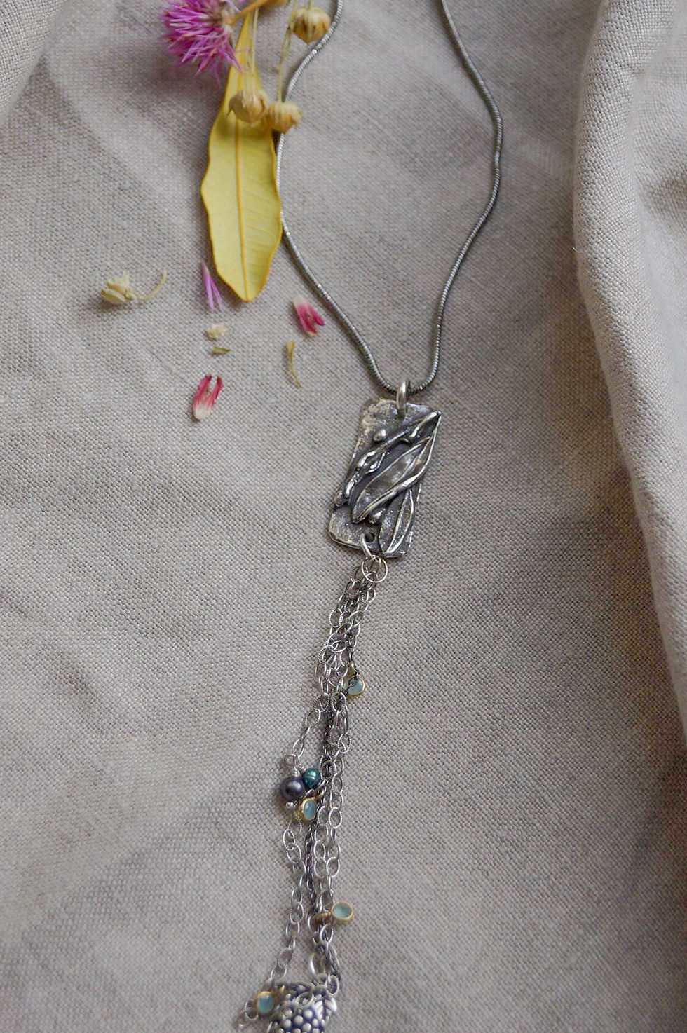 Thumbnail: Luce d’Oliva  Sardinia-Inspired Handformed Olive Leaf Necklace