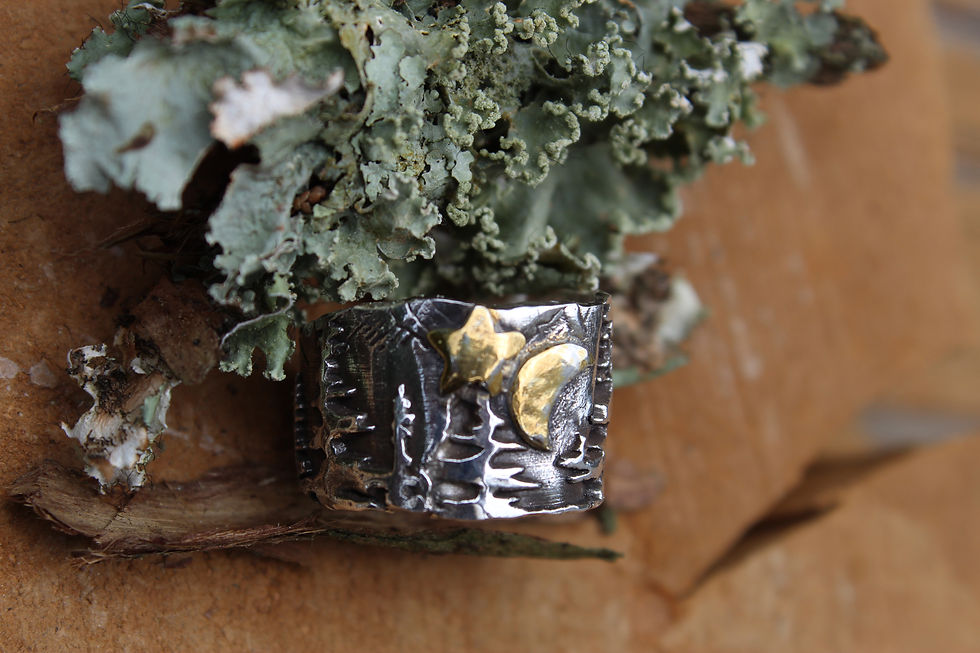 Thumbnail: Redwood Forest Adjustable Ring in Sterling and Gold