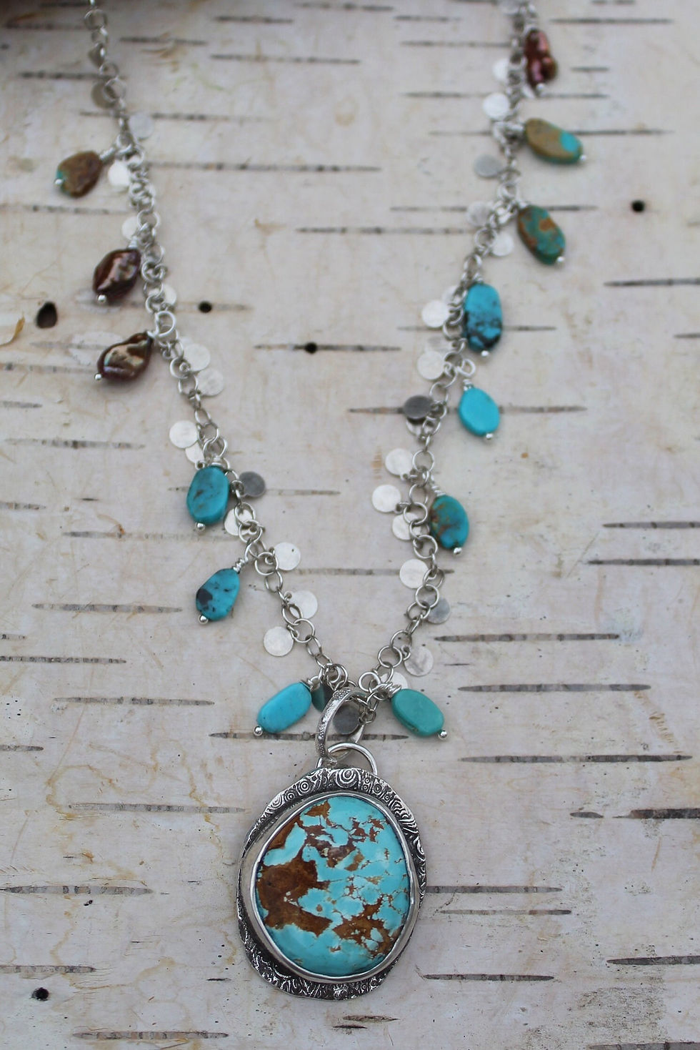 Thumbnail: "Desert Jewel" Handcrafted Royston Turquoise and Silver Necklace