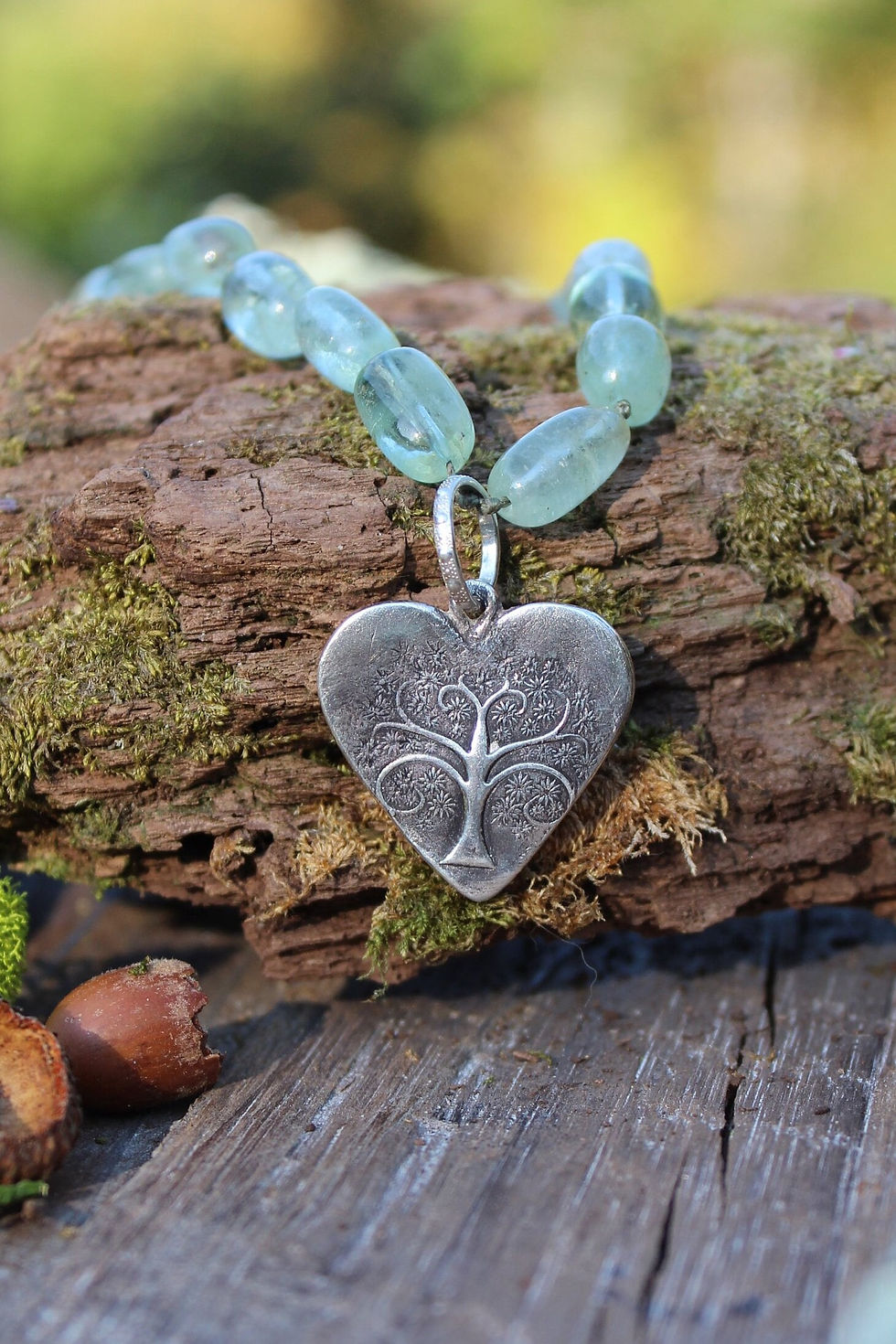 Thumbnail: Aquamarine Arboretum: Reversible Sterling Tree of Life Necklace with Aquamarines