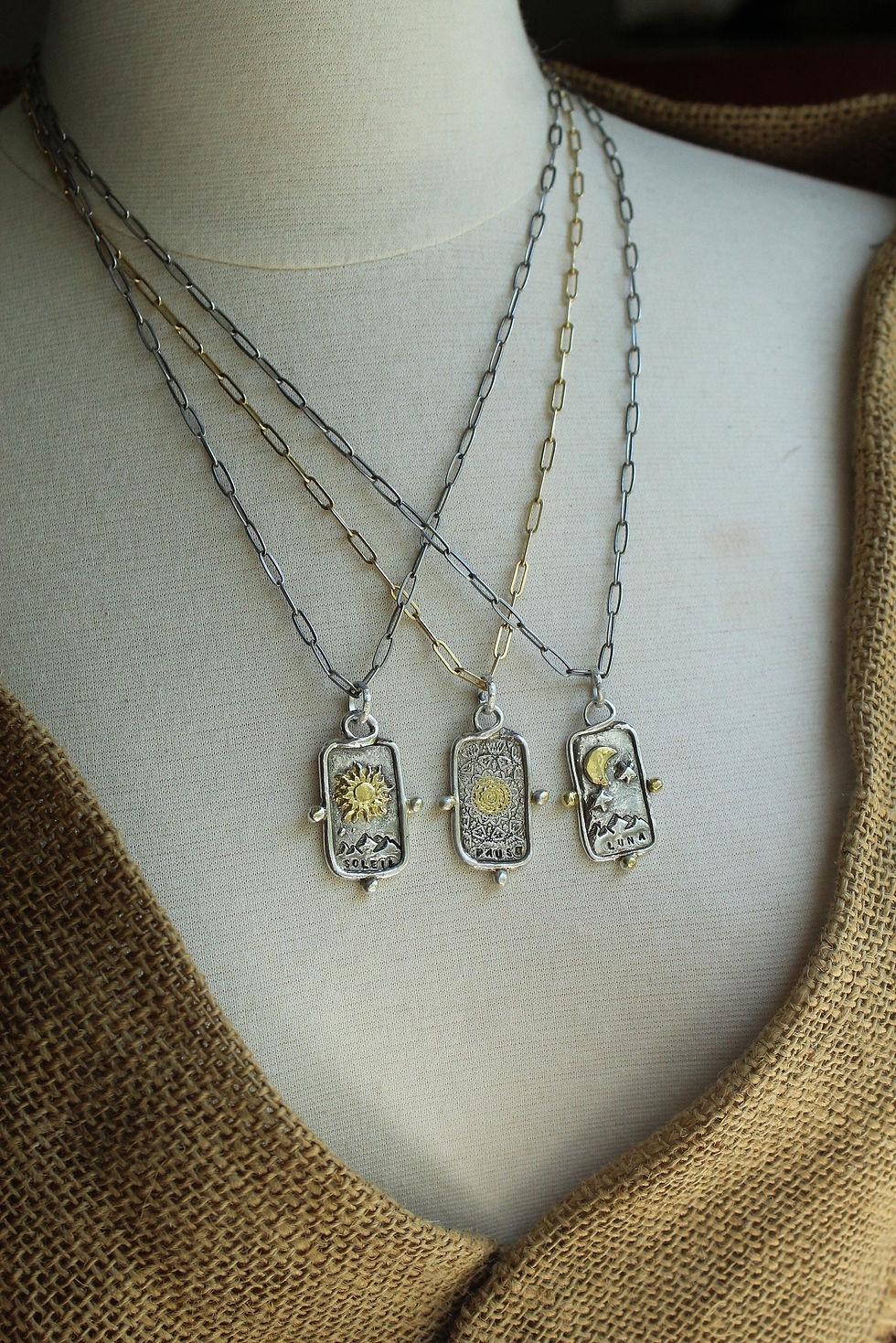 Thumbnail: Sterling and Gold Tarot Card - PENDANT ONLY