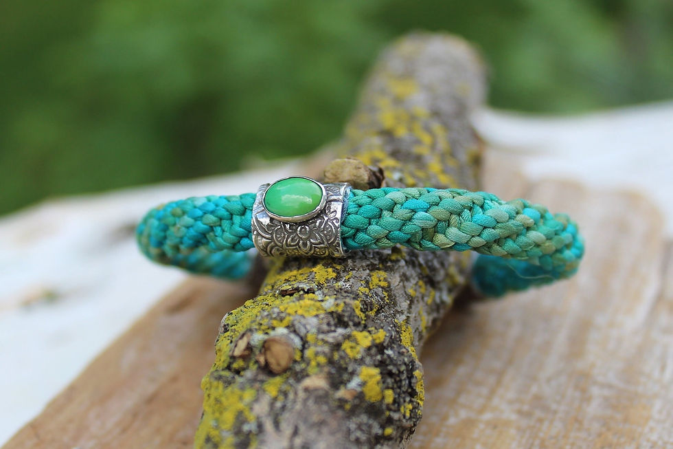 Thumbnail: "Woven Willow" Variegated Turquoise Kumihimo Cuff with Sonoran Turquoise