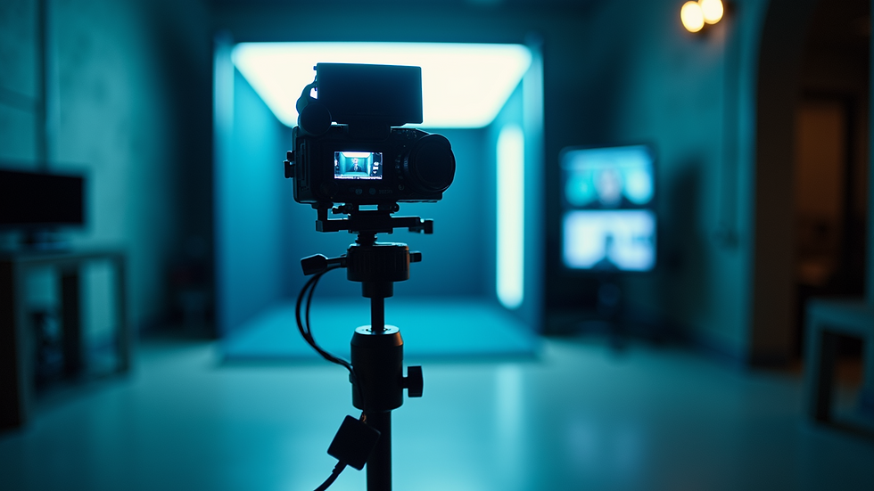 Close-up view of a 360 photo booth camera rig spinning around a platform