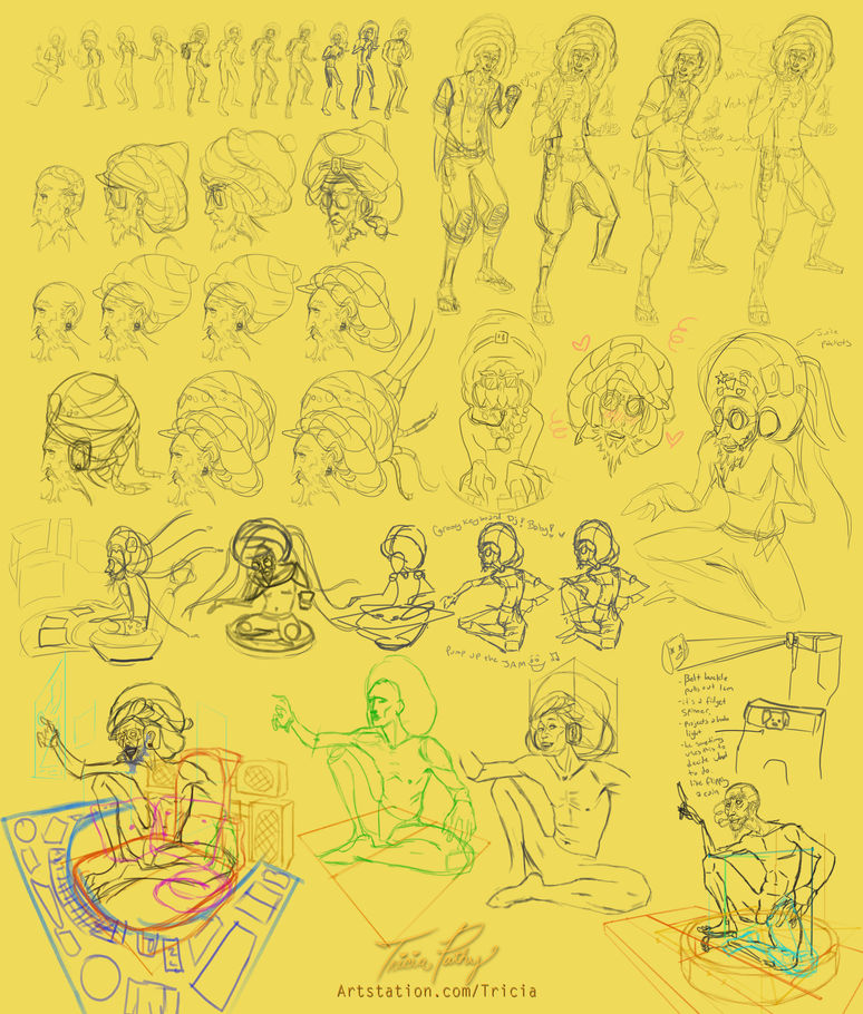 Jamah Idea Sketches Sheet , thumbnails, gestures, ideas exploration