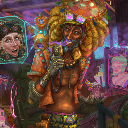 Tricia Pathy, Sky-pirate IP, Sky Pirates, Beyond Good & Evil, Airship Crew, Project: Odyssey, Informant, Intellect Whiz, Hermit, Golden Snub-Nosed Monkey, batik, rasta hat, turban, rastaturban