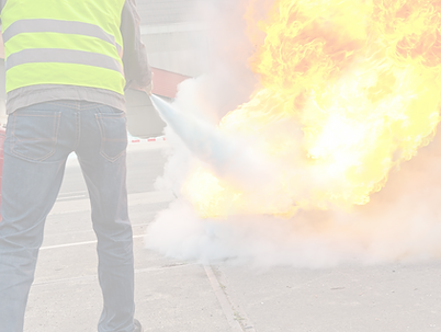 Extinguishing a fire with a fire extinguisher