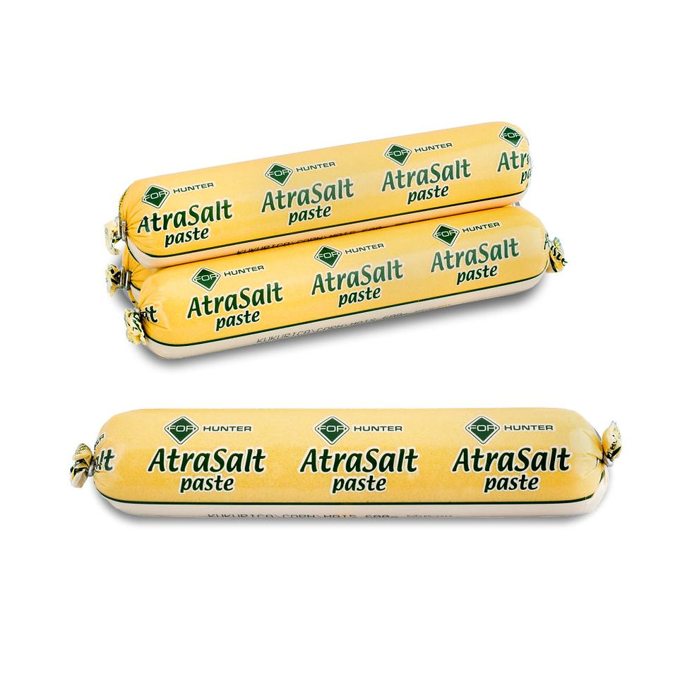 Saucisse de pâte de sel AtraSalt saveur maïs en gros plan.